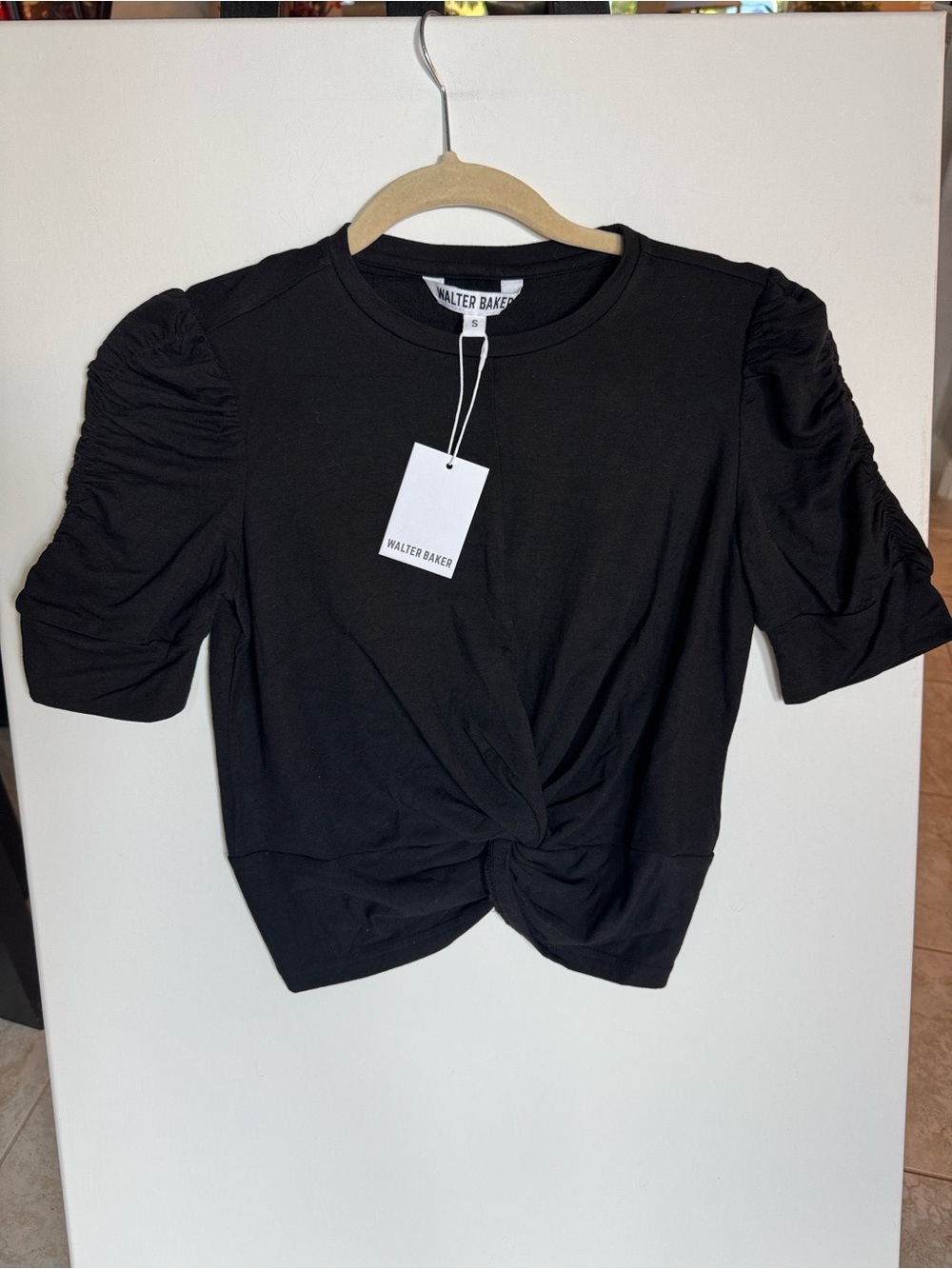 Walter Baker Black Twist-Knot Short Sleeve Tee